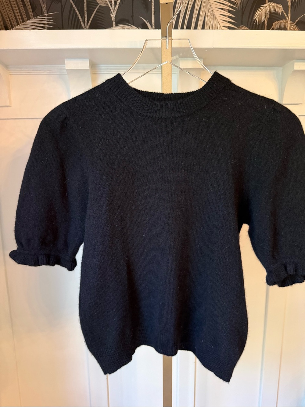 Frame Denim Black Short Sleeve Cashmere Sweater XS